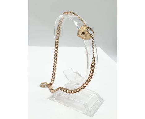 Vintage 9ct Gold Chain Bracelet with Horseshoe Charm. Each link is H/M with 375. Length 21cm. Weight 14g 