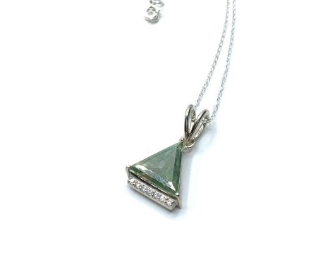 3.95cts Blue Moissanite Trilion shape pendant in sterling silver with 925 silver chain 