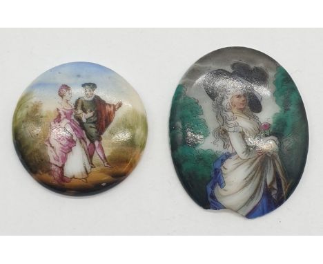 Two vintage miniature porcelain portraits. 