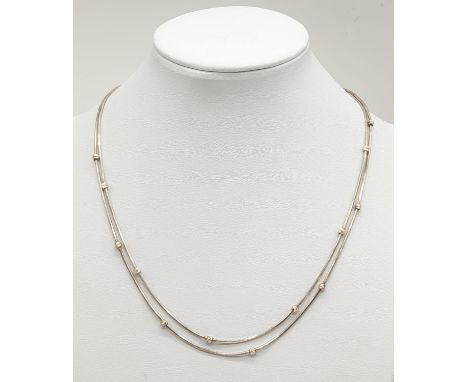 Sterling Silver 2 row snake chain, weight  8g and 41cm long approx 