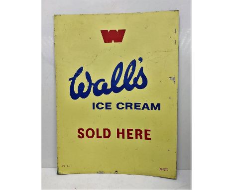 A classic vintage metal plate, large Walls Ice Cream 'Sold Here' sign. 46 x61cm. 
