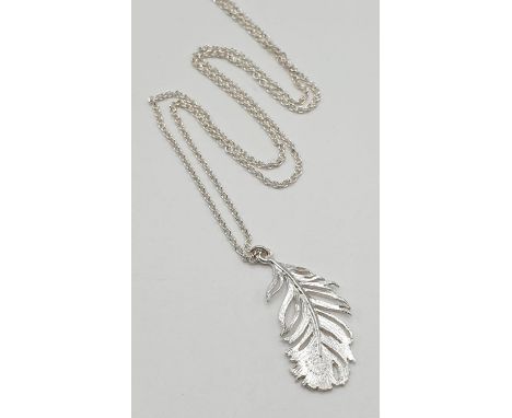 Alex Monroe Feather pendant on extendable Necklace, Sterling Silver weight 2.9g approx 