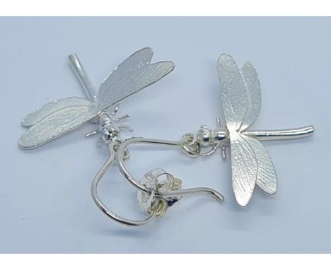 Alex Monroe Dragonfly Hook Earrings in Sterling Silver New unworn, 17x20mm approx 