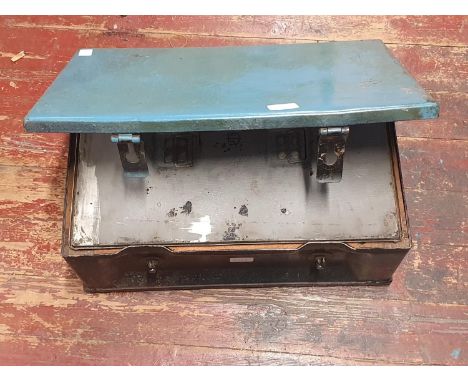 A post war period US Army issue metal trunk/ammunition box 37x53cm, shipping unavailable