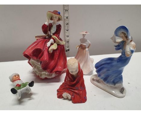 A selection of assorted ceramic figurines including Royal Doulton, Goebels etc