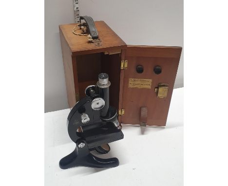 A vintage wooden cased microscope by R &amp; J Beck limited London model 29, shipping unavailable