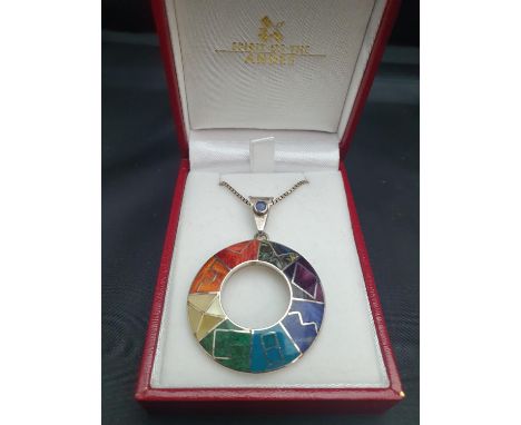 A boxed 950 silver Spirit of the Andes chain and enamel pendant