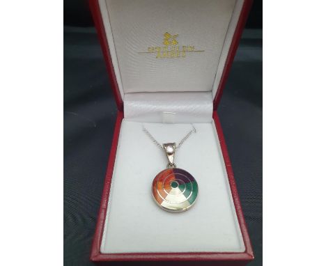 A boxed 950 silver Spirit of the Andes chain and enamel pendant