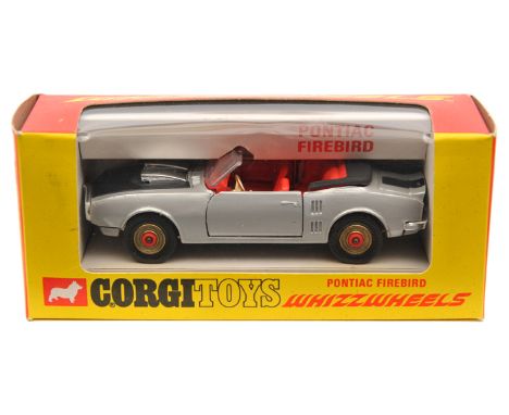 Corgi Red Spot Whizzwheels Pontiac Firebird (343). In silver with black bonnet and boot stripes and red interior. Boxed. Vehi
