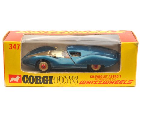 Corgi Red Spot Whizzwheels Chevrolet Astro 1 Experimental Car (347). In deep metallic blue with white interior. Boxed. Vehicl