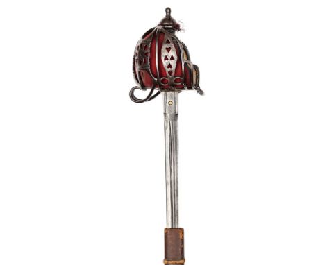 A WWI Highland officer’s service broadsword, blade 33” with Royal Arms and maker’s escutcheon at forte of Buckmaster, 3 New B