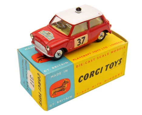 Corgi Toys Monte-Carlo B.M.C. Mini-Cooper “S” (317). In red with white roof, fitted with spot light, yellow interior, RN 37, 