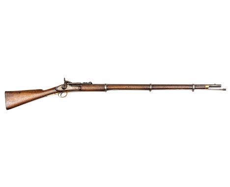 A .577” Snider 3 band Volunteer rifle by Wilkinson, 55” overall, barrel 36½” with 3 groove rifling, London proofs and traces 