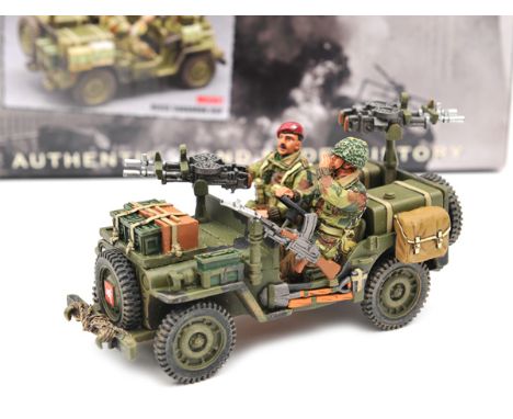 King & Country Operation Market Garden, “Arnhem Recce Jeep” (MG 01). An example in camouflaged olive green livery, with drive