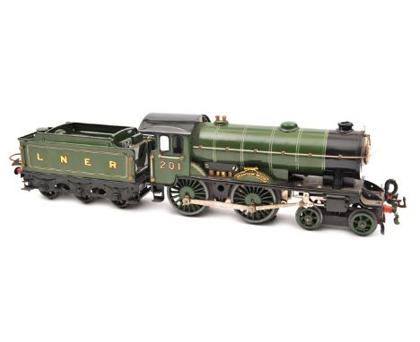 Hornby Series O gauge 3 rail 20V electric LNER 4-4-0 tender locomotive, “Bramham Moor” RN 201. In lined darker green livery. 