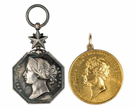 Pair: Arctic Medal 1857, (un-named as issued); Royal National Institution for the Preservation of Life from Shipwreck, gold m