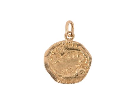 CARTIER, ZODIAC, AN 18 CARAT GOLD PISCES PENDANT LONDON 1975The circular pendant pressed with a pair of fish, with a polished