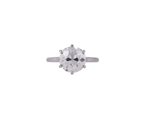 MONTURE CARTIER, A SINGLE STONE DIAMOND RINGThe old mine cut diamond in a six claw setting, estimated to weigh 3.53 carats, t