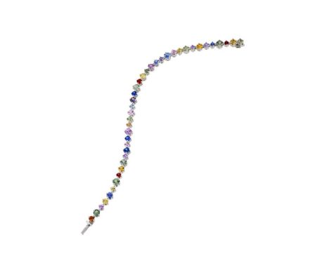 CHOPARD, L'HEURE DU DIAMANT, A MULTI COLOURED SAPPHIRE BRACELETThe bracelet with forty vari coloured circular cut sapphires i