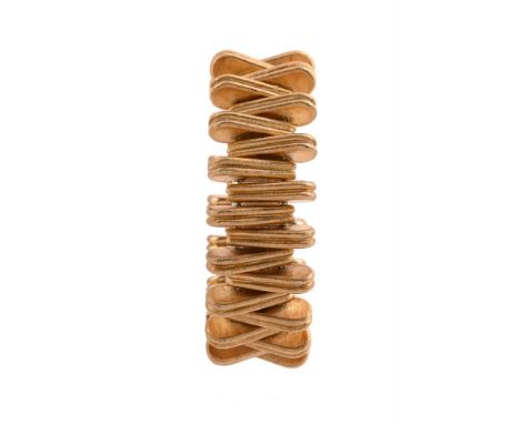 RICCARDO MASELLA S.r.l., A 1970S ITALIAN GOLD COLOURED UNDULATING BRACELETThe textured shaped panels to a concealed clasp, st