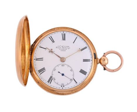 JAMES MCCABE, LONDONAN 18 CARAT GOLD FULL HUNTER POCKET WATCH, NO. 02769, CIRCA 1860Movement: Lever fusee movement, three arm