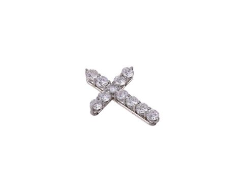TIFFANY & CO., A DIAMOND CROSS PENDANTThe cross set with brilliant cut diamonds, approximately 2.20 carats total, the reverse