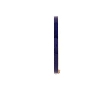 CARTIER, A 1980S BLUE ENAMEL HINGED BANGLEThe hinged bangle with a band of blue enamel, signed Cartier and numbered R4632, th