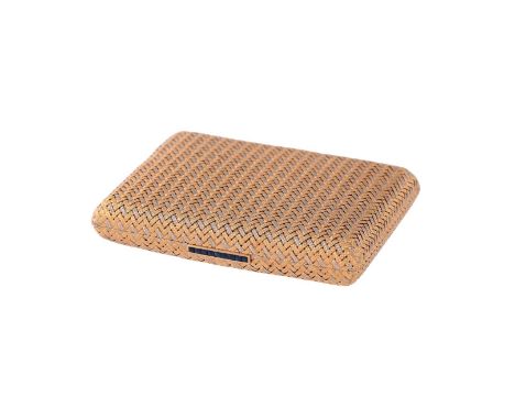 HERMÈS, A 1970S FRENCH GOLD COLOURED BASKET WEAVE COMPACT The two colour textured basket weave case with channel set step cut