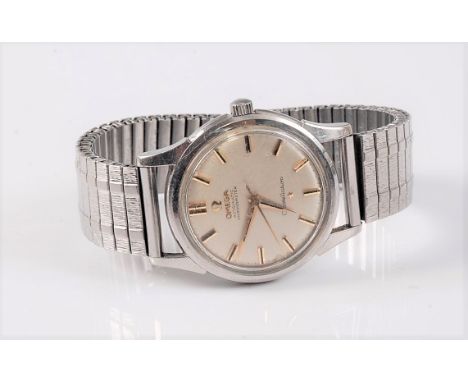 A gentleman's Omega Automatic Constellation Chronometer wristwatch, the satin finish face with gilt baton numerals and hands,