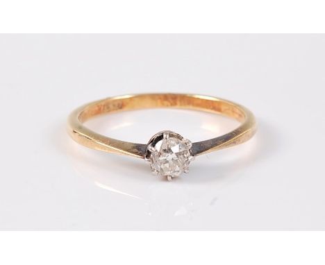 A diamond solitaire ring, the old brilliant cut diamond, estimated approx. 0.40cts, claw mounted in white metal, with tapered