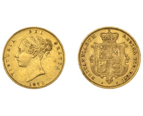 Victoria (1837-1901), Half-Sovereign, 1859 (M 433; S 3859A). Extremely fine, but light diagonal scratch across obverse £150-£