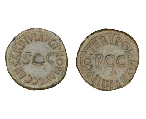Roman Imperial Coinage, Gaius (Caligula), Quadrans, Rome, 40-1, pileus dividing s c, rev. pon m tr p iiii p p cos tert, r c c