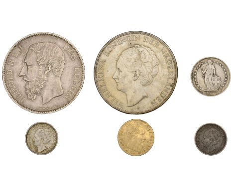 France, Napoleon III, gold 5 Francs, 1859 (Gad. 1001); together with European silver coins (5) [6]. Varied state, first ex-mo