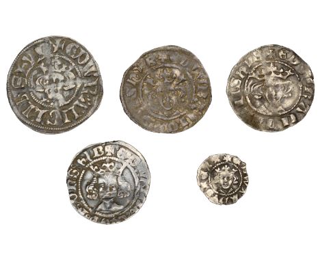 Edward II, Farthing, class 10-11, London, 0.34g/10h (N 1070; S 1474); Edward III, Treaty Period B2, Penny, variety K, 1.11g/5