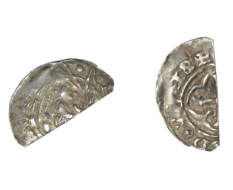 Stephen (1135-1154), Eustace Fitzjohn, Cut Halfpenny, York, e[——]ivs, knight standing right holding sword, rev. legend of let