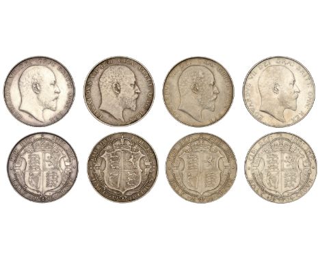 Edward VII, Halfcrowns (4), 1902 Proof, 1903, 1904, 1906 (S 3980) [4]. Fine to very fine, but first and third heavily cleaned