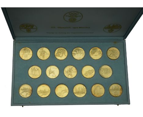 GERMANY, Olympic Games, Munich, 1972, a set of 16 official silver-gilt medals authorized by the Organizing Committee, all 32m