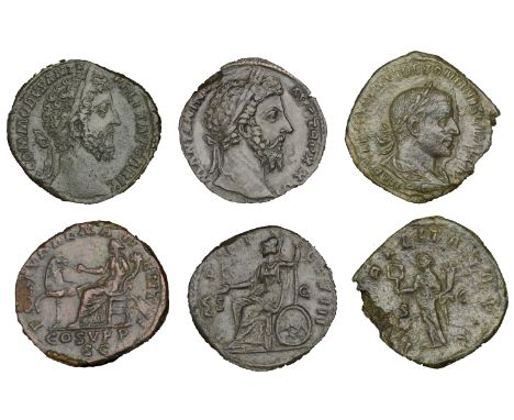 Roman Imperial Coinage, Marcus Aurelius, Sestertius, 171-2, rev. Roma seated left, holding Victory, 24.36g (RIC 1033; BMC 141