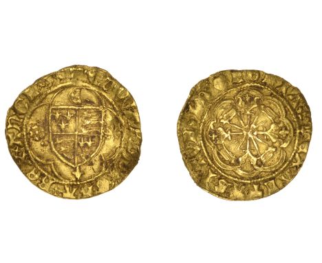 Edward IV (First reign, 1461-1470), Light coinage, Quarter-Ryal, mm. lis, reads angl z, rose to left of shield, sun to right,
