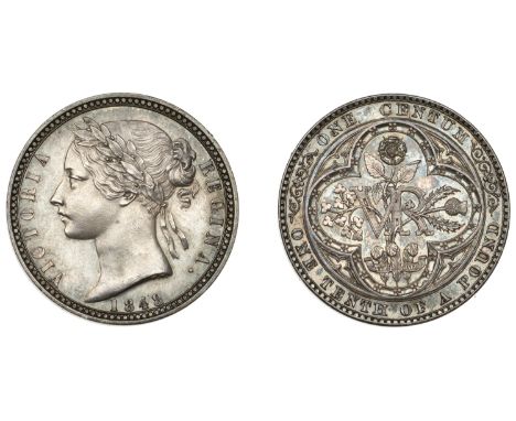 Victoria (1837-1901), Pattern Florin, 1848, by W. Wyon, in silver, large laureate bust left, rev. vr cypher interlinked with 