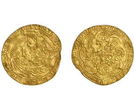 Henry IV (1399-1413), Light coinage, Noble, type V, London, mm. cross pattée on rev. only, nothing on rudder, annulet and tre