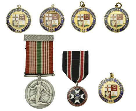 Metropolitan Railway, enamelled Long Service badges by J.R. Gaunt (5), named (F.J. Vickers, 20 and 35 Years; R.E. Line, 25 Ye