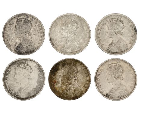 India, Victoria, Rupees (6), 1877, 1879, 1882, 1883, 1884b, 1885b (SW 6.29, 6.46, 6.64, 6.68, 6.76, 6.85; Prid. 115, 154, 160