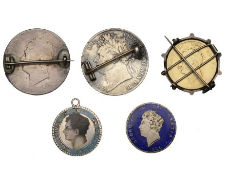 Enamelled coins: George IV, Halfcrown, 1821, with enamelled rev., Halfcrown, date not visible, with enamelled rev. (cf. S 380