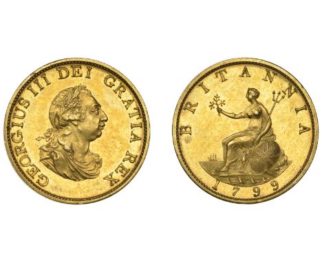 George III (1760-1820), Pre-1816 issues, Pattern Halfpenny, 1799 (late Soho), by C.H. Küchler, in gilt-copper, laureate bust 