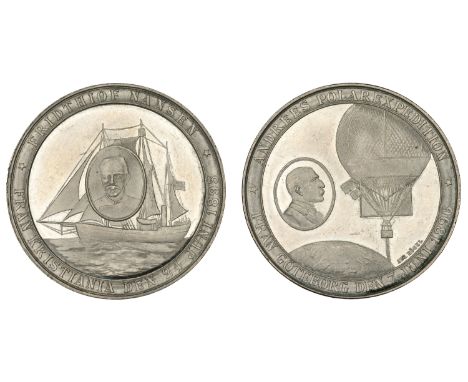 SWEDEN, Scandinavian Polar Expeditions, 1893 and 1896-7, a white metal medal by A. Högel, medallic portrait of Fridtjof Nanse