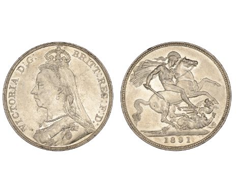 Victoria (1837-1901), Crown, 1891 (ESC 2591; S 3921). Light surface marks, otherwise nearly extremely fine  £80-£100