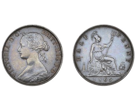 Victoria (1837-1901), Halfpenny, 1865 (F 296; BMC 1784; S 3956). Some light marks, otherwise about extremely fine £40-£50