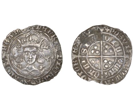 Henry VI (First reign, 1422-1461), Pinecone-Mascle issue, Groat, Calais, mm. crosses IIIa/V, mascle before la, pinecone after
