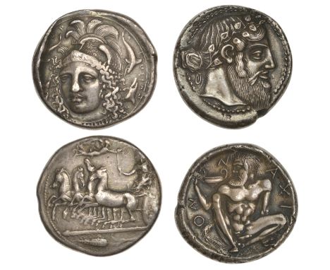Greek Coinages, SICILY, Naxos, Tetradrachm, c. 460, a late 19th century electrotype copy, 14.61g (a copy of BMC 7); Syracuse,